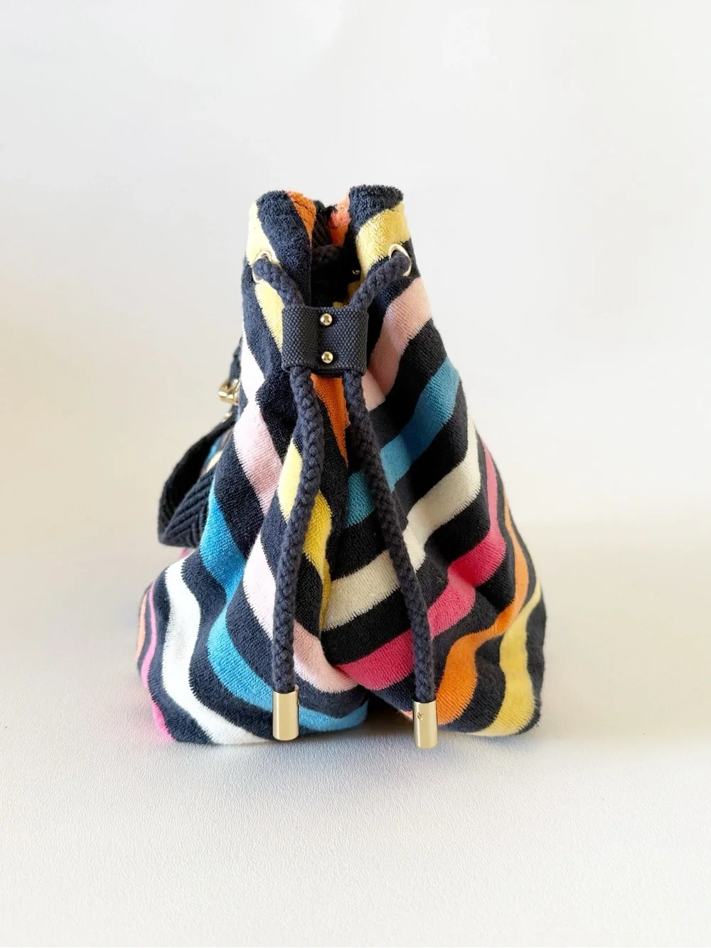 Juicy Couture Bag Terry Cotton Multicolor Striped Shoulder Beach Travel Small